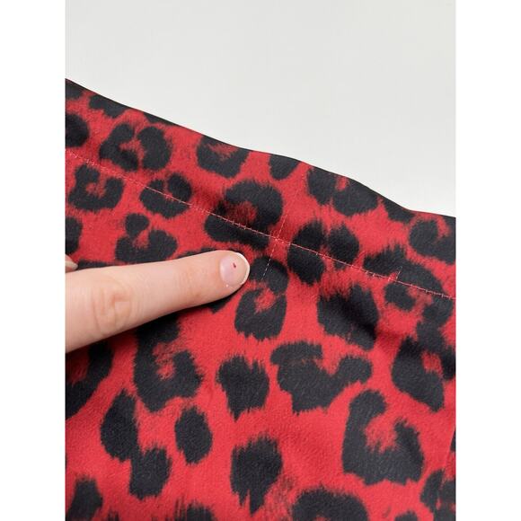 Good American Pajama Pants Large 3 Satin Drawstring Red Leopard Animal Stretch - Picture 15 of 16